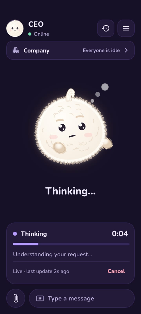 The AI CEO thinking about a request