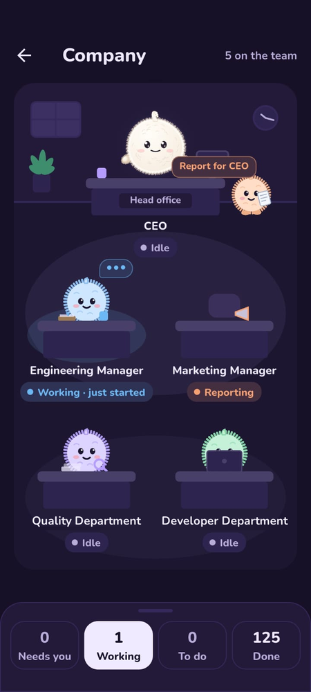 A manager walking to the CEO with a report