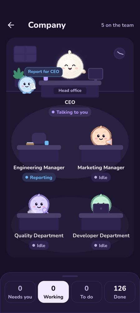A manager reporting while the CEO talks to you